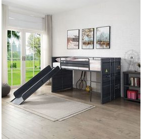 Cargo Gunmetal Twin Loft Bed with Slide