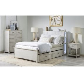 Ashton Bleached Linen Youth Bookcase Bedroom Set with LED