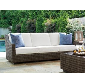 Cypress Point Ocean Terrace Beige 95" Long Outdoor Sofa with Pillows