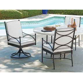 Pavlova White Performance Fabric Outdoor Swivel Rocker Dining Chair