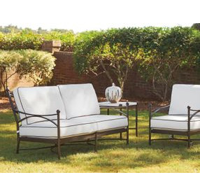 Pavlova Black and White Performance Fabric 64" Outdoor Loveseat