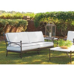 Pavlova Black and White Performance Fabric 83" Outdoor Sofa