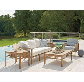St Tropez White and Blue Upholstered Outdoor Conversation Set