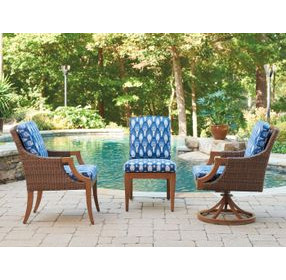 Harbor Isle Blue and White Upholstered Outdoor Arm Chair