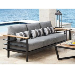 South Beach Gray 90" Outdoor Sofa with Pillows