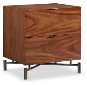 Brasea Lume and Tungsten 2 Drawer Small Nightstand with USB Charging