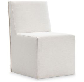 Brasea Beige Performance Fabric Upholstered Side Chair with Caster