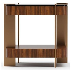 Altura Smoked Walnut and Champagne Gold Square Glass Top Side Table