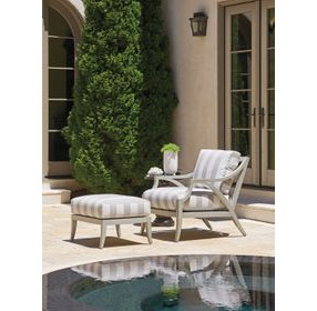 Silver Sands Gray Upholstered Rectangular Outdoor Ottoman