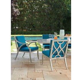 Silver Sands Blue Upholstered Outdoor Arm Chair