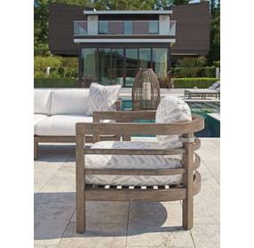 La Jolla Brown and White Performance Fabric Outdoor Lounge Chair
