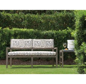 La Jolla Beige and Tan Performance Fabric 57" Outdoor Accent Bench