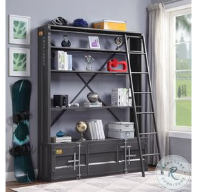 Cargo Gunmetal 2 Door Bookcase with Ladder