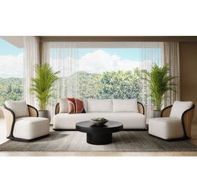 Bora Louis Cream Performance Fabric 97" Outdoor Sofa