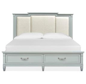 Glenbrook Pebble and Beige Upholstered Storage Panel Bedroom Set