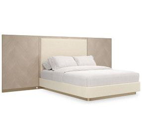 Anthology Cream and Brown Queen Upholstered Wall Panel Bed