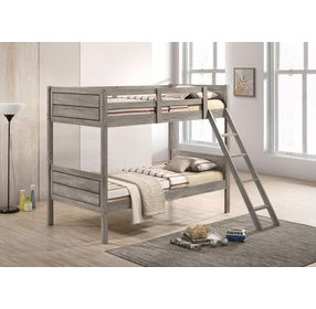 Ryder Weathered Taupe Twin Over Twin Bunk Bed with Matresses