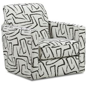 Ripple Midnight Black and Off White Performance Fabric Swivel Glider Chair