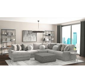 Canyon Platinum 5 Piece Modular LAF Chaise Sectional with Pillows