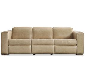 Nest Cream Leather Power Motion Living Room Set