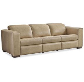 Nest Cream Leather 96" Power Motion Sofa