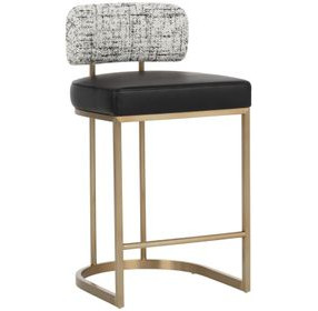 Sylvara Bravo Black and Halton Birch Performance Fabric Counter Height Stool
