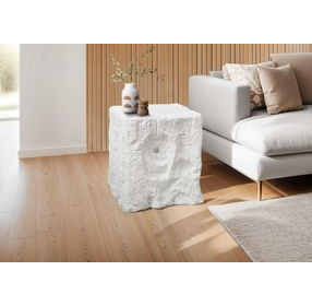 4111 White Square Accent Table