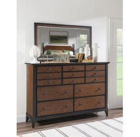 Fenmore Mocha and Distressed Cherry Rectangular Dresser Mirror