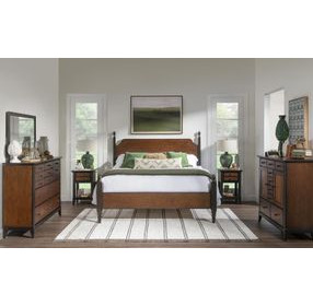 Fenmore Mocha and Distressed Cherry Queen Poster Bed