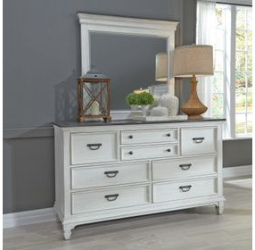 Allyson Park Wirebrushed White and Charcoal 8 Drawer Dresser with Mirror