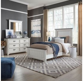 Emerson Park Wirebrushed White and Charcoal 6 Drawer Dresser with Mirror