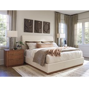 Coronado La Costa Beige and Brown Performance Fabric King Upholstered Platform Bed