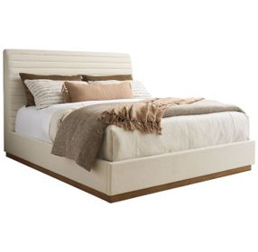 Coronado La Costa Beige and Brown Performance Fabric California King Upholstered Platform Bed