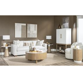 Melrose Cloud White and Desert Oak 2 Door Bar Console with LED