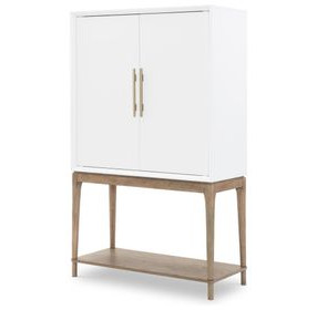 Melrose Cloud White and Desert Oak 2 Door Bar Console with LED