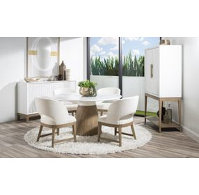 Melrose Cloud White and Desert Oak 54" Round Dining Table