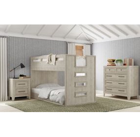 Carlson Washed Linen Twin Over Twin Bunk Bed