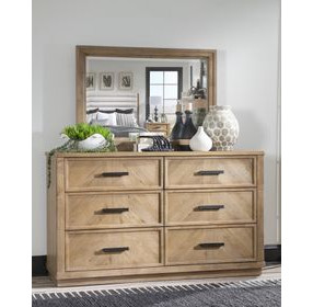 Torrance Aged Driftwood 6 Drawer Dresser with USB Charging