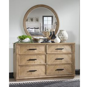 Torrance Aged Driftwood Round Dresser Mirror