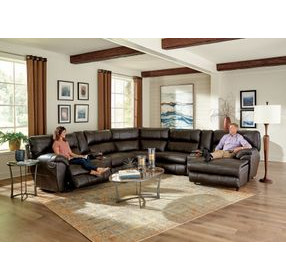 Maldini Coffee Leather Zero Gravity 4 Piece Modular Power Reclining Sectional with Power Headrest and Heat Massage