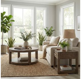 Broadmore Cobblestone Brown Round Cocktail Table