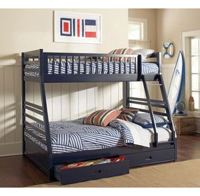 Ashton Navy Blue Twin Over Full Bunk Bed