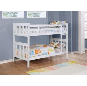 Chapman White Twin Over Twin Bunk Bed with Matresses