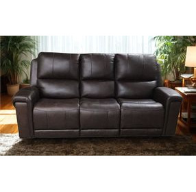 Burton Reno Walnut Leather Power Reclining Sofa with Power Headrest and Lumbar