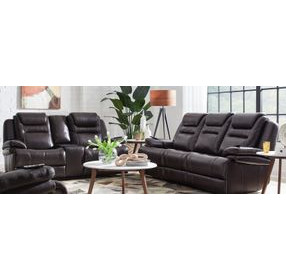 Keaton Chocolate Leather 81" Triple Power Massage Reclining Loveseat with USB Charging