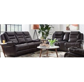 Keaton Chocolate Leather 92" Triple Power Massage Reclining Sofa with USB Charging