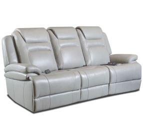 Keaton Gray Leather 92" Triple Power Massage Reclining Sofa with USB Charging