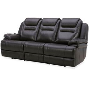 Keaton Chocolate Leather Triple Power Massage Reclining Living Room Set with USB Charging
