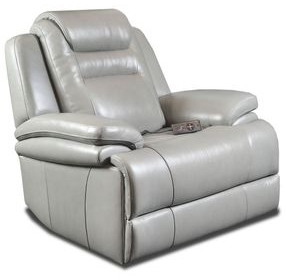 Keaton Gray Leather Triple Power Glider Recliner with USB Charging