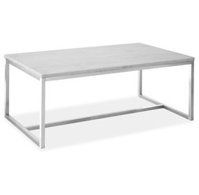 Isolde White and Brushed Nickel Rectangular Marble Top Cocktail Table